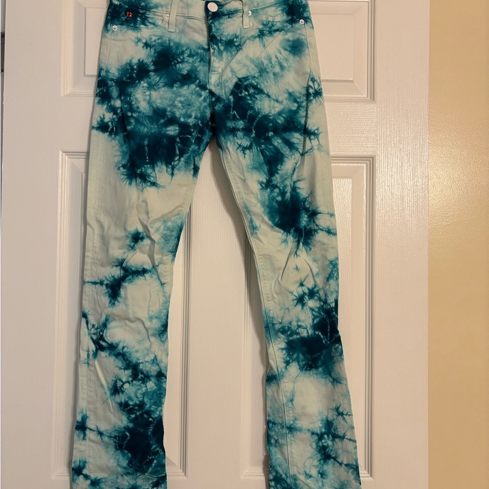 Hudson Jeans Blue Tie-Dye Straight Leg Jeans